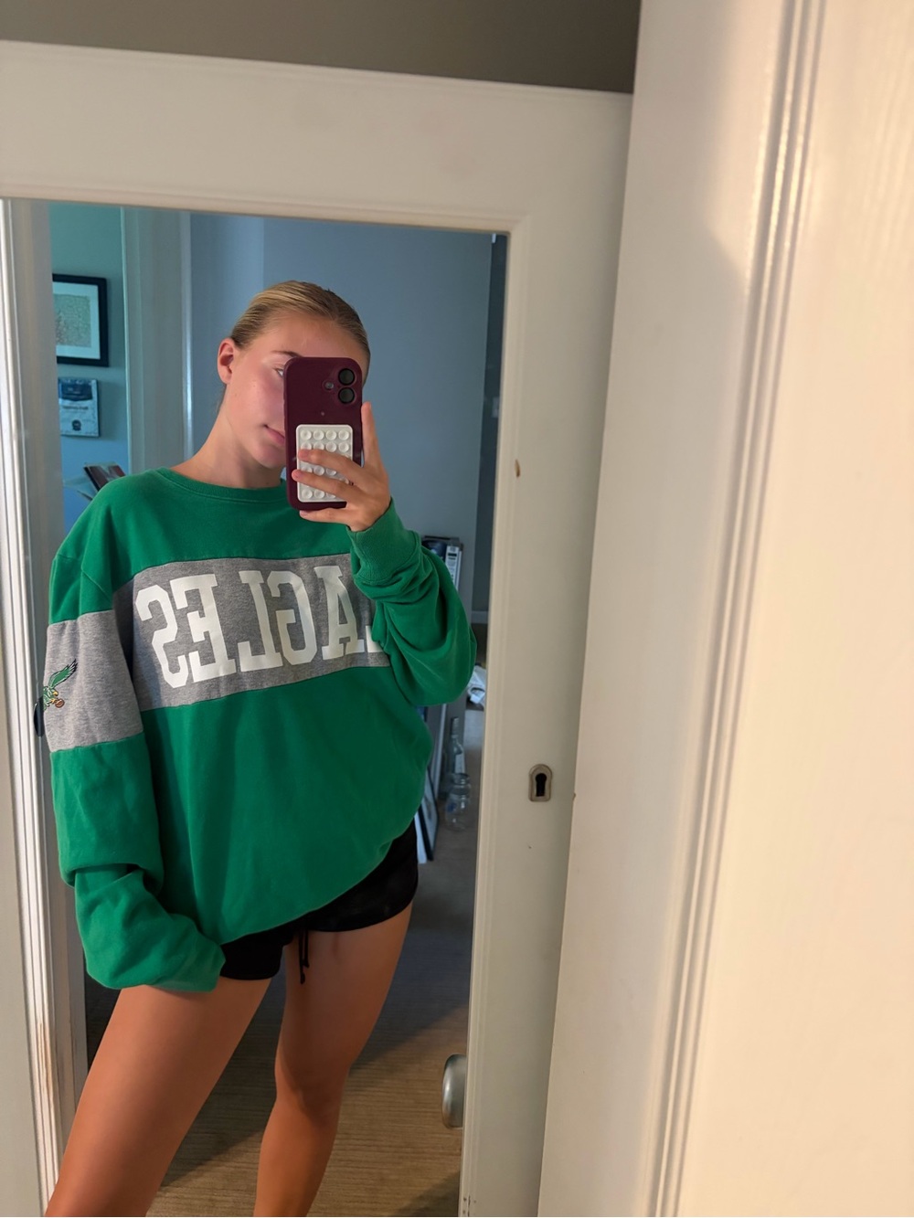 47 Green and Gray Eagles Crewneck Sweater (Go birds!🦅)